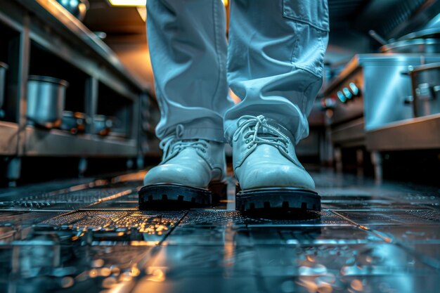 Botas de trabajo pesado en una cocina comercial