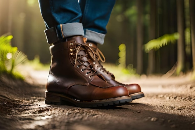 Botas de trekking en terreno accidentado Creado con tecnología generativa Ai