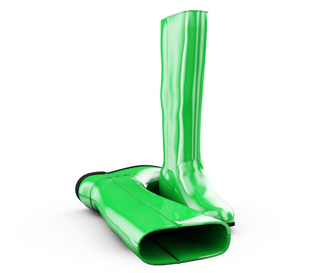 Botas verdes em ilustração 3d branca