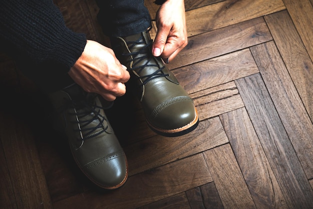 Foto botas zapatos de cuero mujer con suela de goma