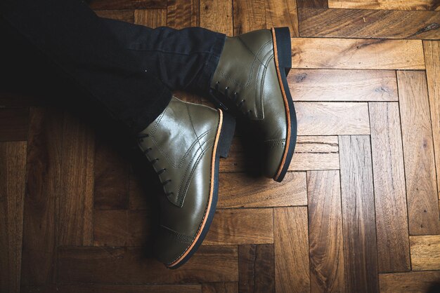 Botas zapatos de cuero mujer con suela de goma