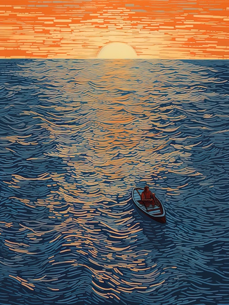 Foto un bote en el agua con una vela y un barco en el agua