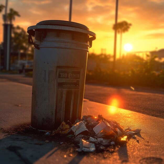 Foto bote de basura con basura