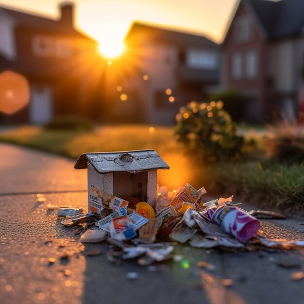 Foto bote de basura con basura