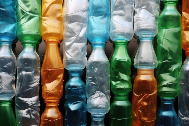 Foto botelhas de plástico fonte de fundo desenho artístico de padrão de reciclagem