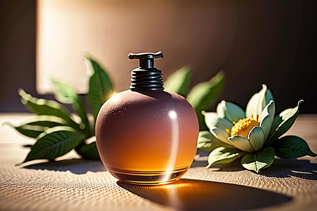 Botelhas de vidro de perfumes cosméticos exibição de produtos promoção de negócios cartaz fundo de papel de parede