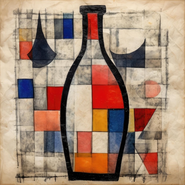 botella abstracta retro vintage pintura de fondo decoración de arte de pared dali oficina pintura imprimible