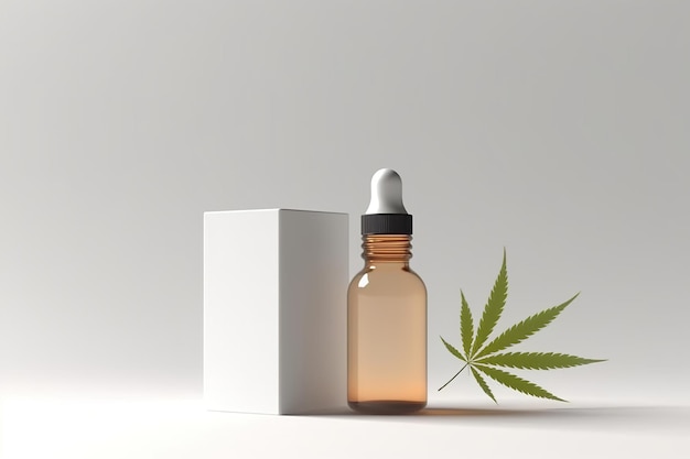 Una botella de aceite de cannabis junto a una caja Imagen generativa de IA