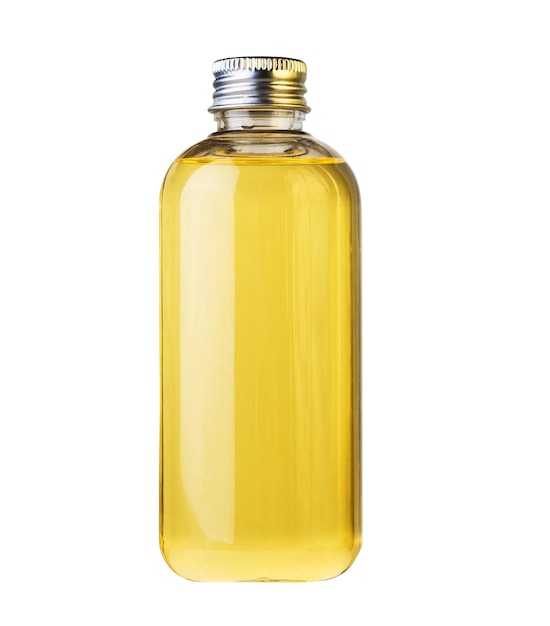 Botella de aceite esencial o de masaje aislado en blanco