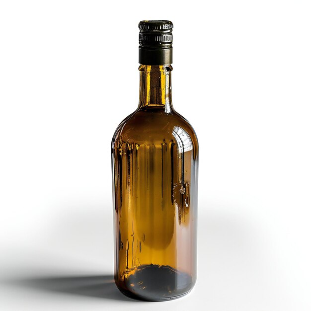 Botella de aceite de oliva aislada sobre un fondo blanco