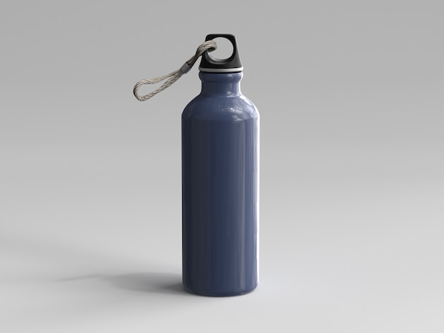 Botella de agua de aluminio renderizada en 3D