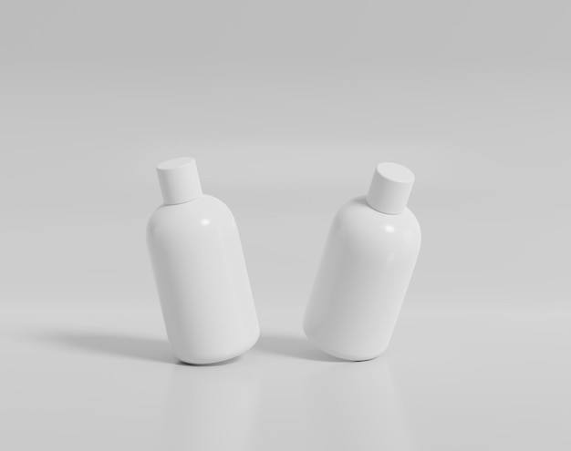 La botella de agua blanca en blanco en el fondo vacío, representación 3d, ilustración 3d