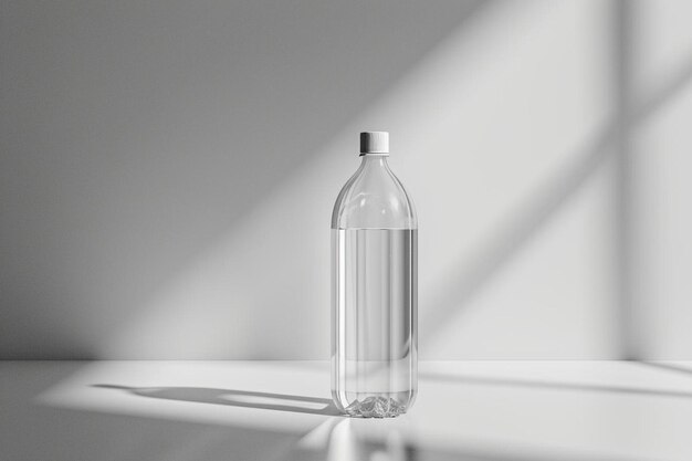una botella de agua encima de una mesa
