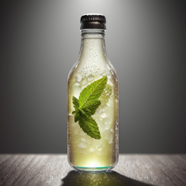 Una botella de agua con gas de menta