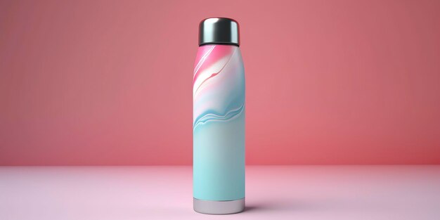 Botella de agua con hermoso fondo IA generativa