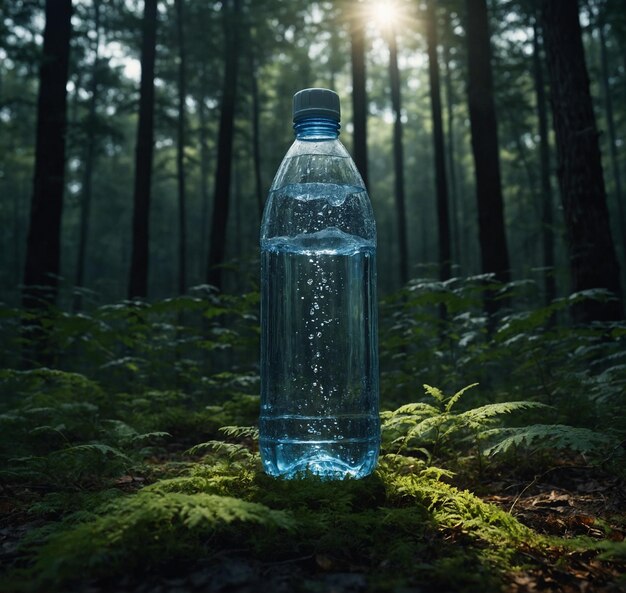 una botella de agua con la palabra agua en ella