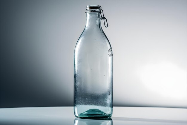 Botella de agua de plástico sobre fondo blanco.