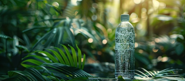 Botella de agua en la selva