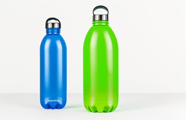 Botella de agua sobre fondo blanco Hidratación esencial en una simplicidad limpia