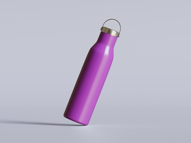Botella de agua y textura metálica para la tapa con fondo transparente