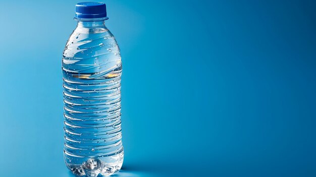 Botella de agua transparente elegante y sostenible que personifica la hidratación y la conciencia ecológica