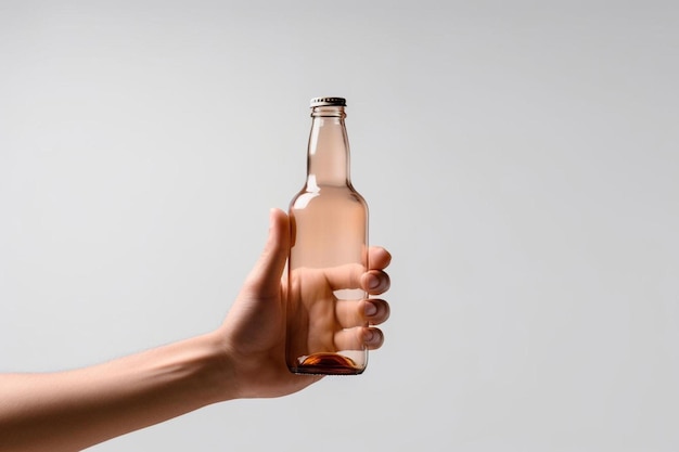 Foto una botella de alcohol que está medio llena