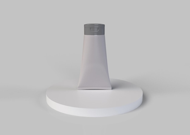 botella de belleza blanca aislada en el podio sobre un fondo blanco 3d renderizado