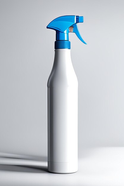 Foto una botella blanca con una tapa azul se muestra con una tapa azul.