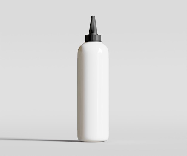 una botella blanca con una tapa negra está al lado de una botella branca