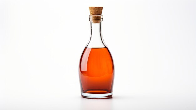 Foto botella de brandy sobre un fondo blanco textura orgánica cultura de absento