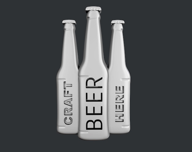 Botella de cerveza en blanco MockUp Ilustración 3D