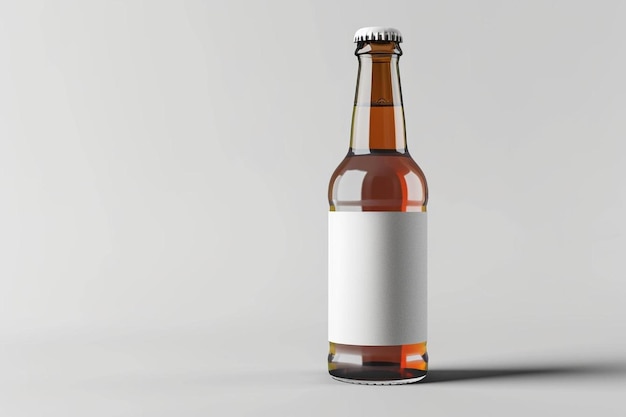 una botella de cerveza con una etiqueta en blanco