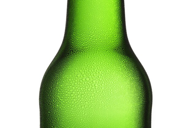 Botella de cerveza con gotas de agua de fiesta de bebida de alcohol de rocío de condensación