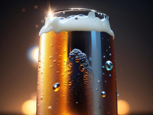 Botella de cerveza helada realista