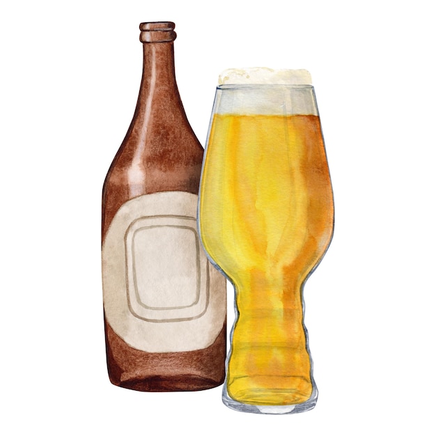 Una botella de cerveza junto a una botella de cerveza.