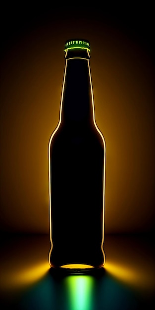 Foto botella de cerveza letrero de neón letrero brillante pancarta ligera emblema del logotipo de cerveza