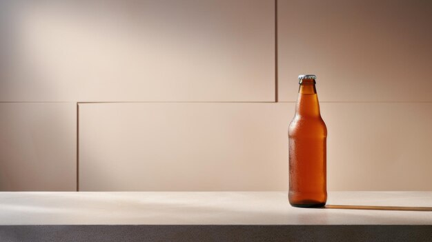 Botella de cerveza pale ale futurista en el mostrador de nylon