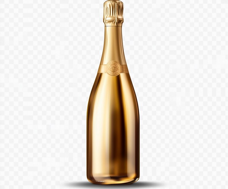 Botella de champán dorada para la celebración