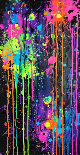 una botella de color está coloreada con pintura púrpura y verde