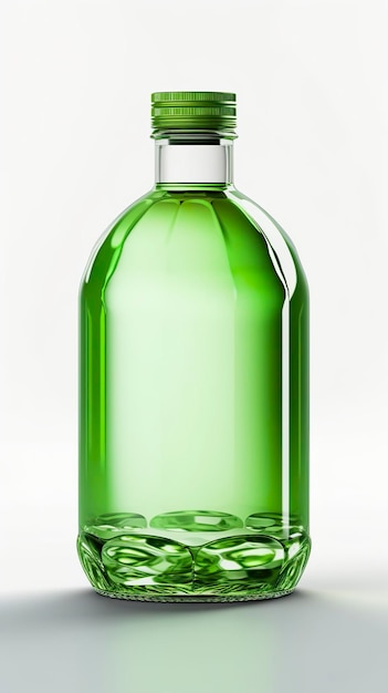Botella de color sólido de representación 3D verde gelatina AI generativa