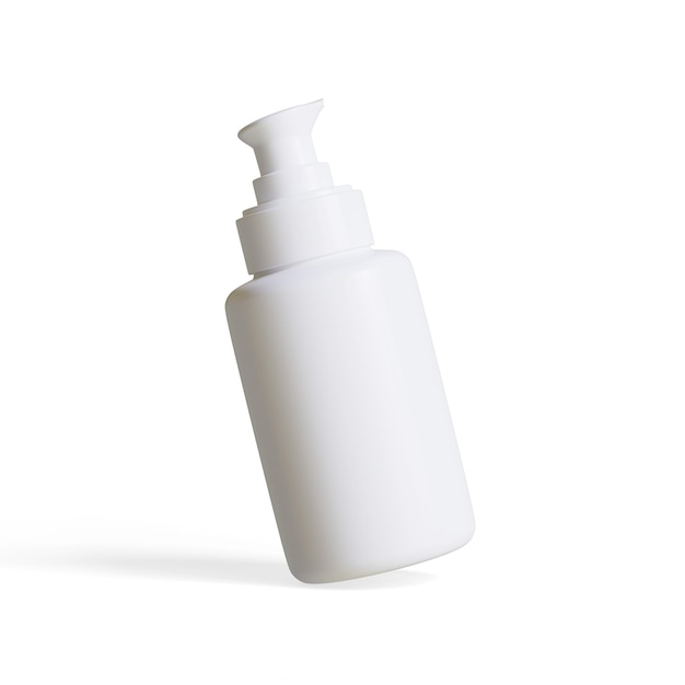 Botella cosmética de color blanco aislado sobre fondo blanco