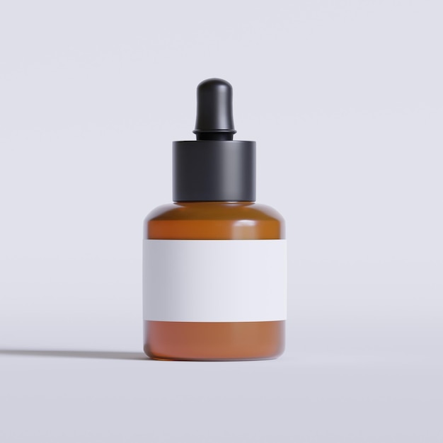 Botella de cosméticos realista sobre un fondo gris