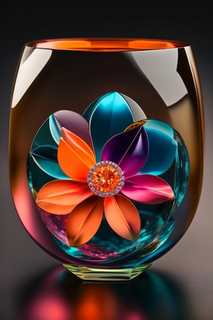 Una botella de flores de la colección del artista.