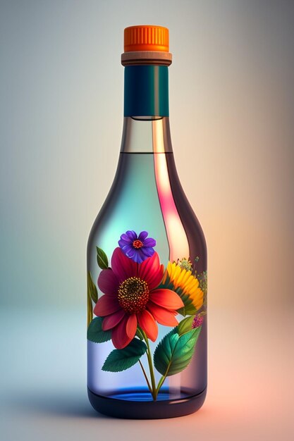 botella de flores