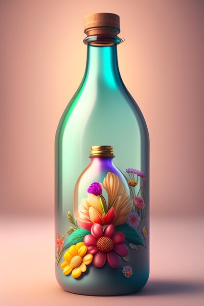 botella de flores