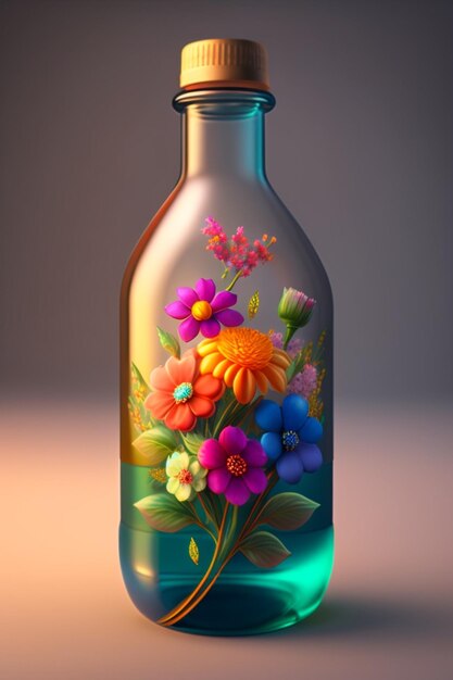 botella de flores