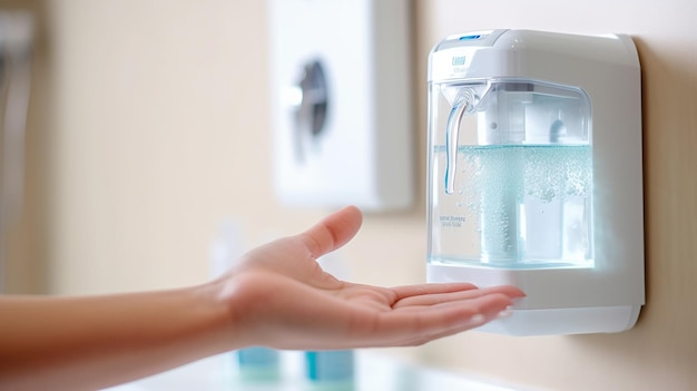Una botella de gel desinfectante para manos para la higiene y la protección contra los gérmenes