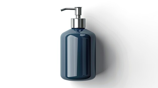 Foto una botella de jabón de color azul está en un estante