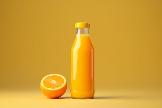 Botella de jugo de naranja de frente