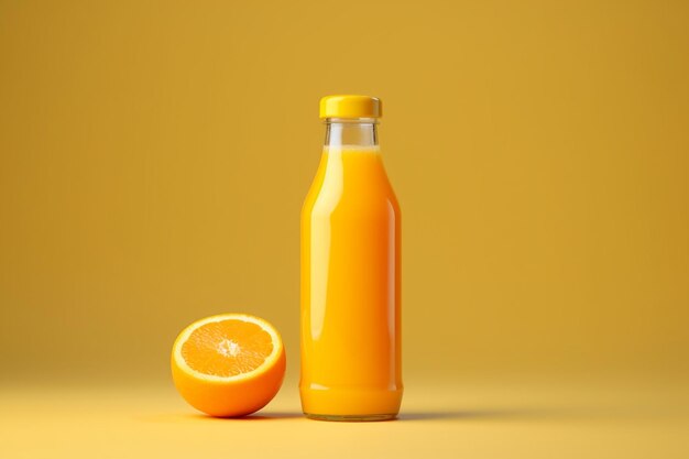 Foto botella de jugo de naranja de frente